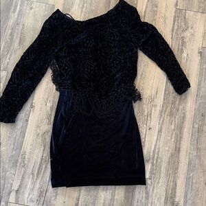 Vintage 1980s 1990s ChicBlack Lace Long Sleeve Dress